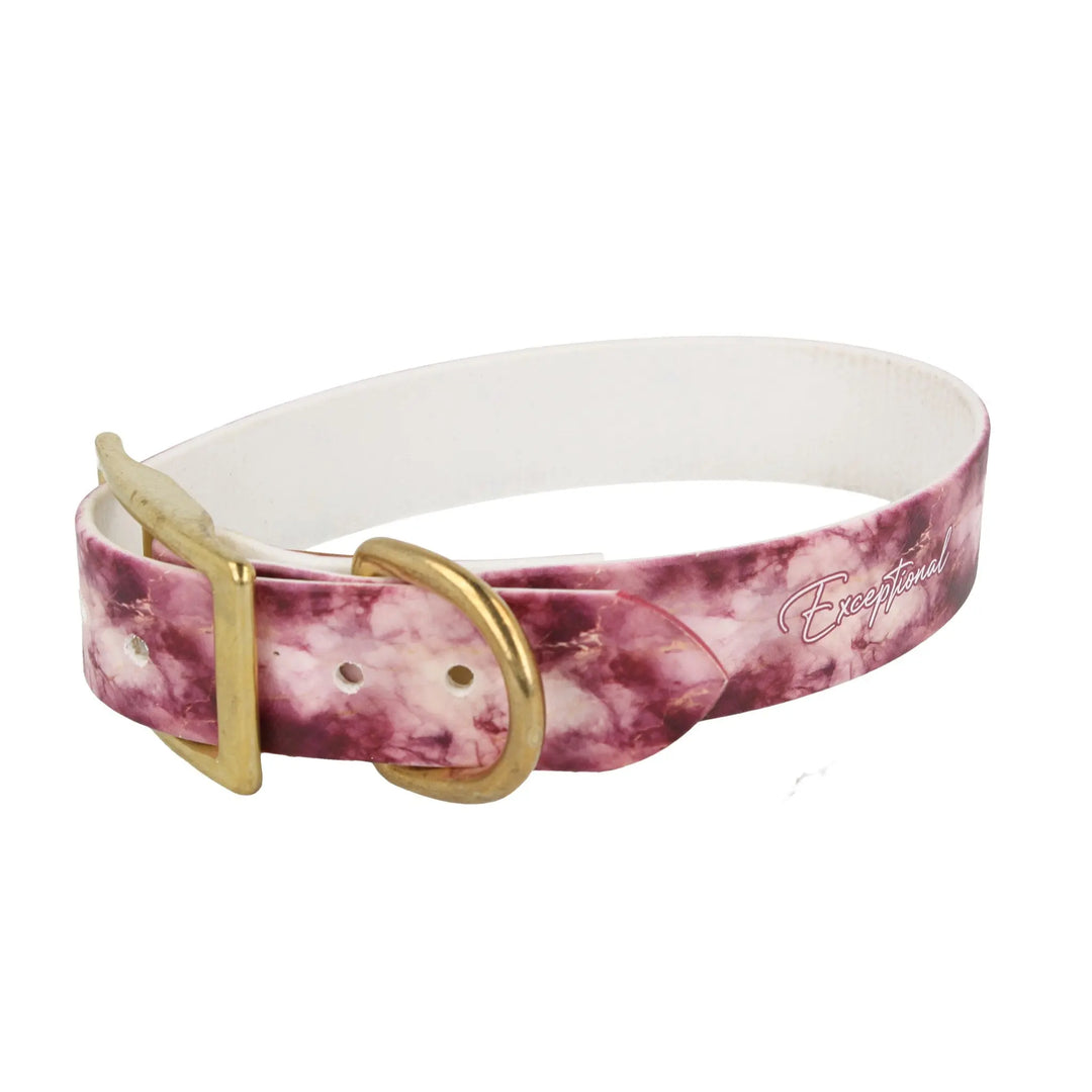 BioThane Halsband | 31-38 cm |'Pink Marmor' Exceptional - Manufaktur mit Herz