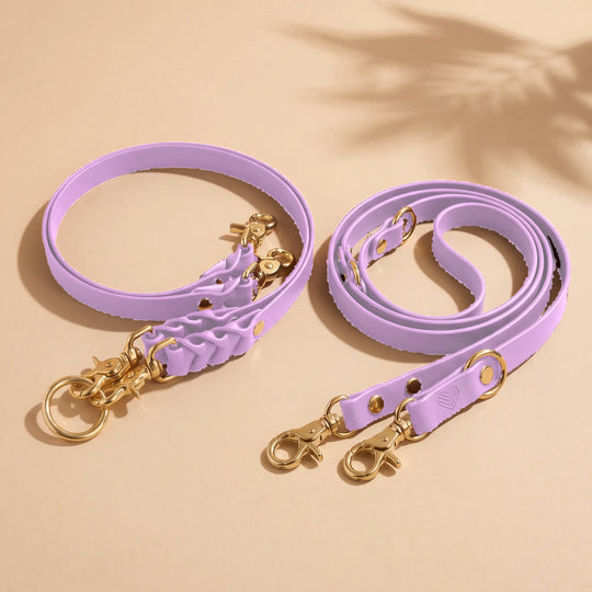 Koppelleine aus BioThane® in Mauve für 2 oder mehr Hunde – Komplett-Set mit Leine und 2 Verbindungsteilen, Exceptional