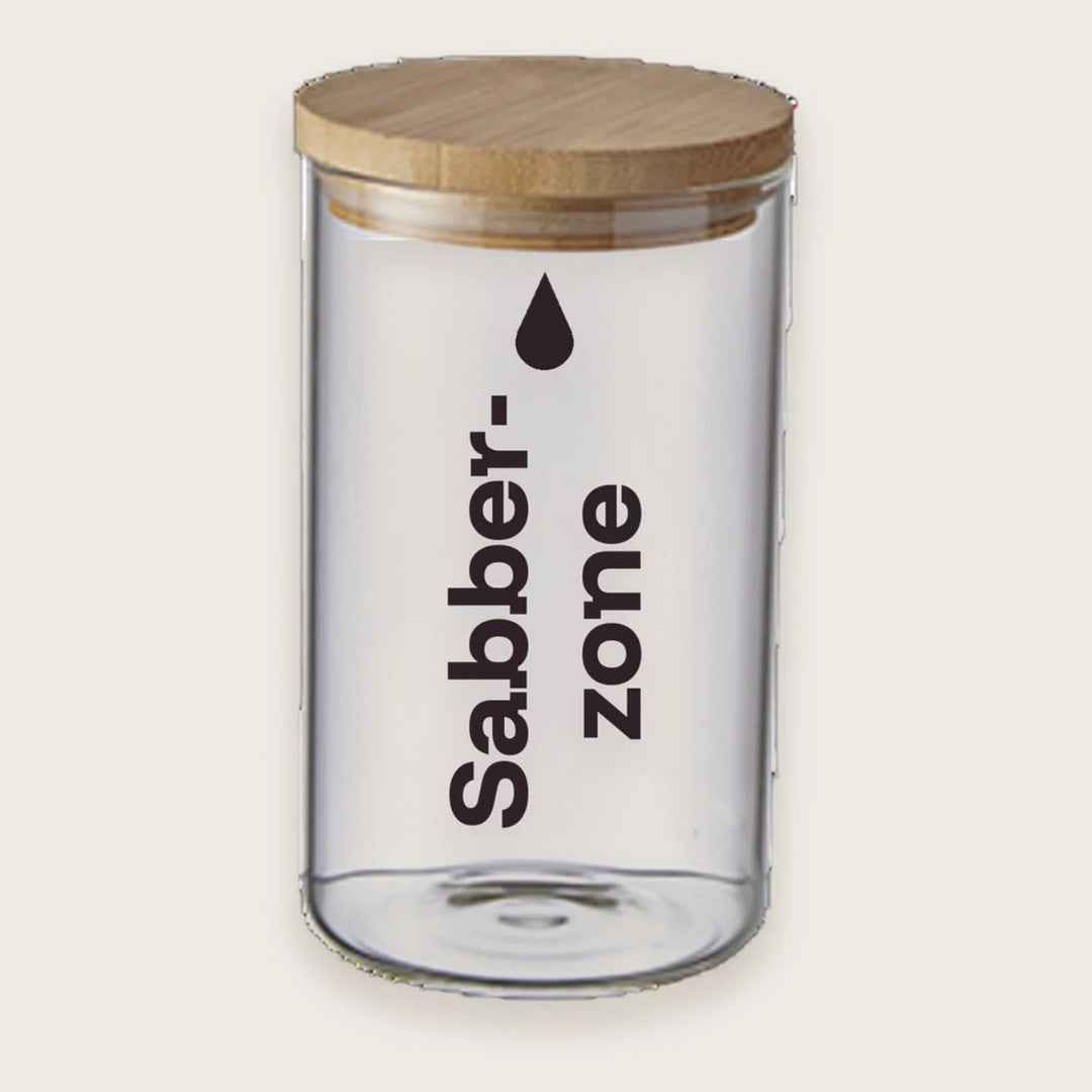 Hundekeksglas mit Holzdeckel und Spruch „Sabberzone“ – handgeplottet bei Exceptional