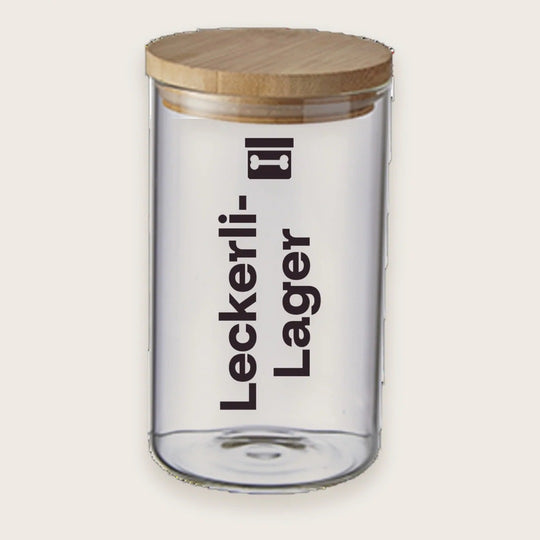 Hundekeksglas mit Holzdeckel und Spruch „Leckerli-Lager“ – handgeplottet bei Exceptional