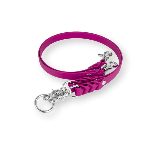 Koppelstücke aus BioThane® in Berry mit silbernen Karabinern und O-Ring – Verbindungsteile für die Koppelleine, Exceptional